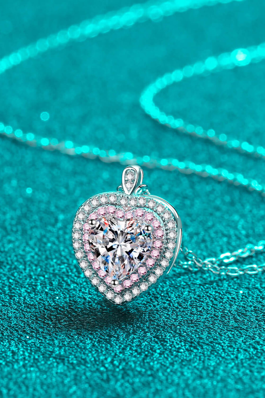 First Crush Blush 925 Sterling Silver 1 Carat Moissanite Heart Pendant Necklace