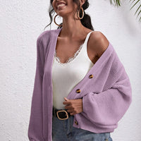 Button Down Dropped Shoulder Cardigan