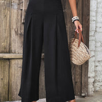 Ruched High Waist Wide Leg Pants