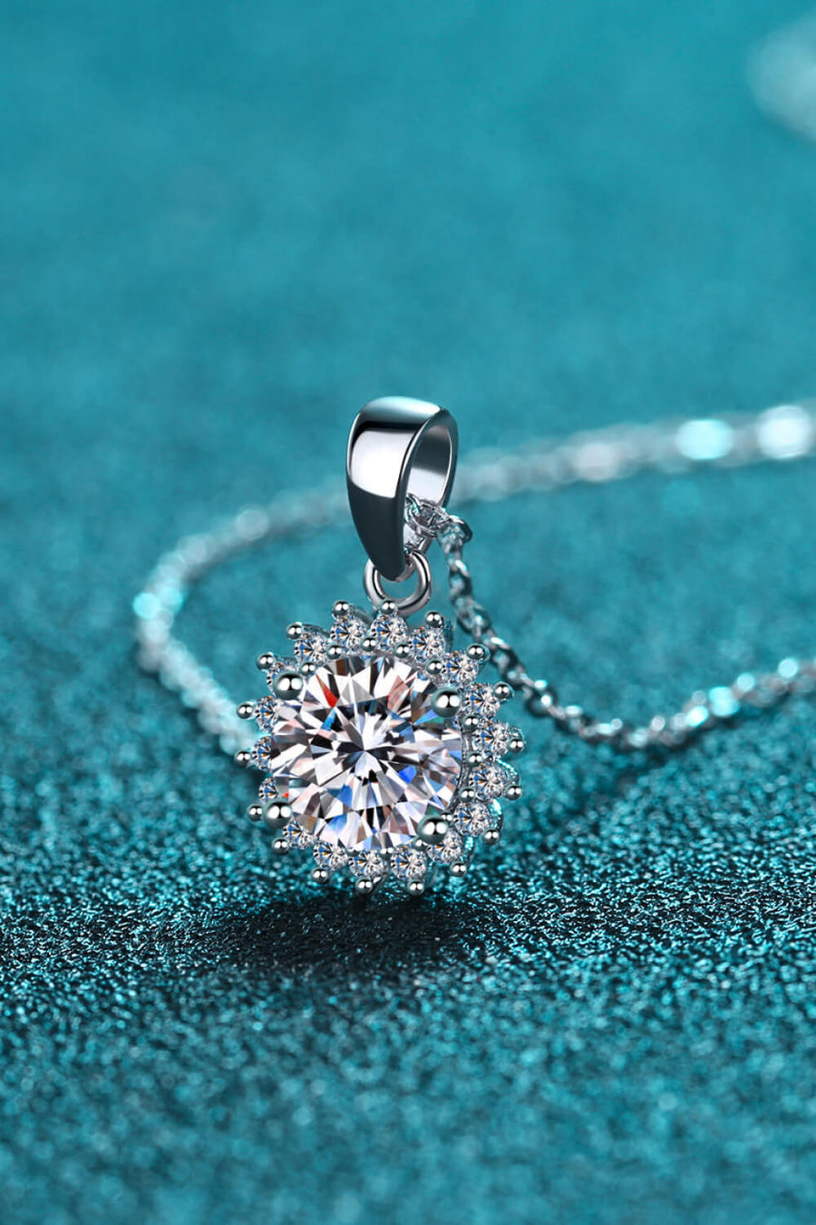 Sunshine Ray 925 Sterling Silver Moissanite Pendant Necklace