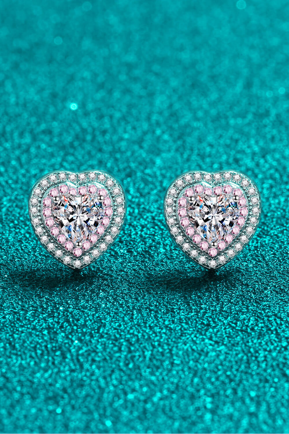 First Love Moissanite Heart-Shaped Stud Earrings