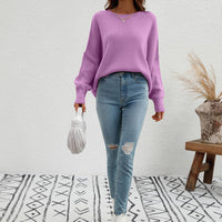 Exposed Seam Dropped Shoulder Slit Sweater