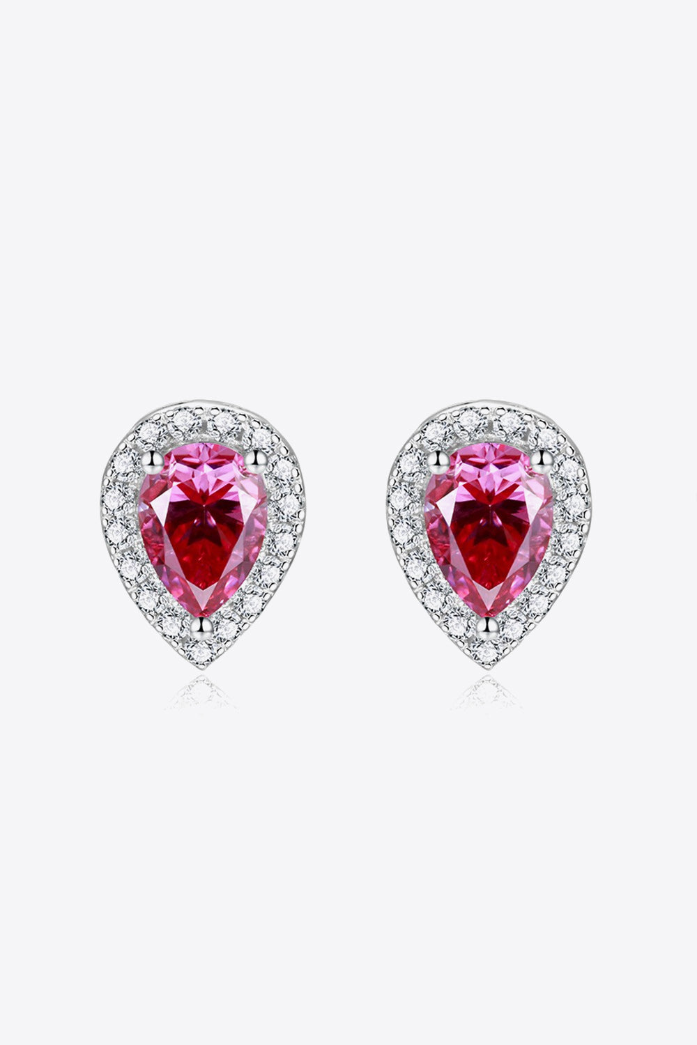 Dorothy 2 Carat Moissanite Teardrop Stud Earrings in Rose