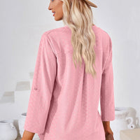 V-Neck Roll-Tap Sleeve Blouse