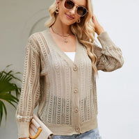 Easy Breezy Button Down Ribbed Trim Cardigan