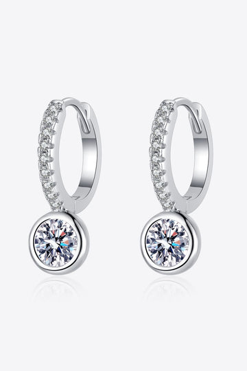 Princessita 1 Carat Moissanite Rhodium-Plated Drop Earrings