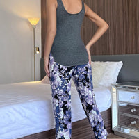 Scoop Neck Tank and Floral Cropped Pants Lounge Set