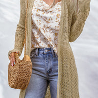 Openwork Dropped Shoulder Open Front Cardigan