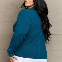 Zenana Kiss Me Tonight Full Size Button Down Cardigan in Teal