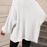 Casual but Classy Button Down Horizontal-Ribbing Longline Cardigan