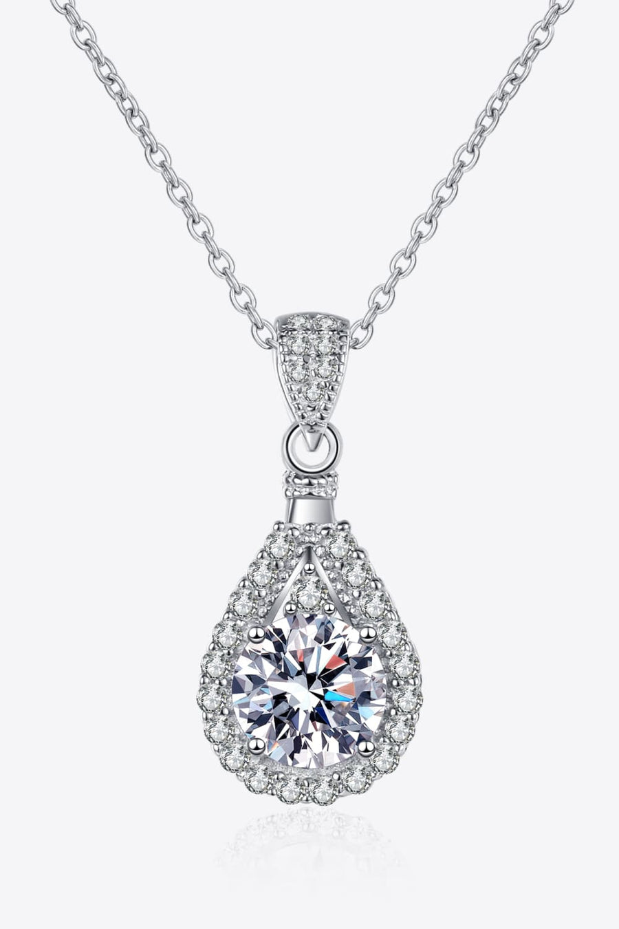 Shining Tear 2 Carat Moissanite Teardrop Pendant 925 Sterling Silver Necklace