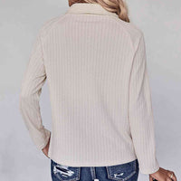 Collared Neck Buttoned Long Sleeve Top