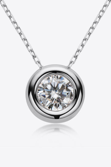 Simple Solitude 1 Carat Moissanite Pendant 925 Sterling Silver Necklace