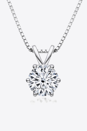 Hexa 925 Sterling Silver 1 Carat Moissanite Pendant Necklace