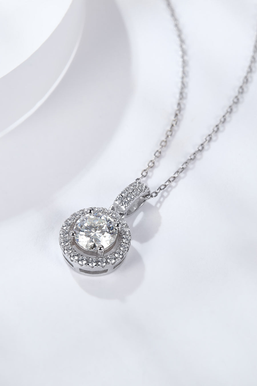 Luna Moon 2 Carat Moissanite Round Pendant Necklace