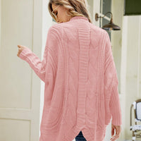 Mixed Knit Open Front Dolman Sleeve Cardigan