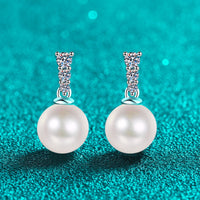 Moissanite Pearl Drop Earrings