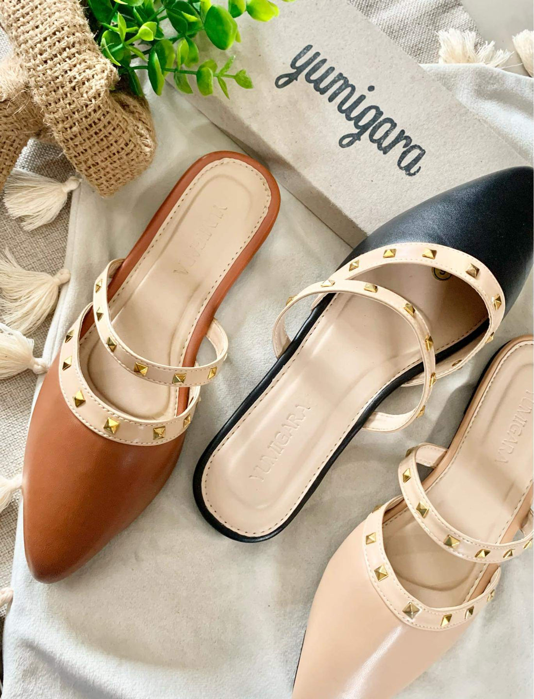 Valerie Pointed Studded Mules