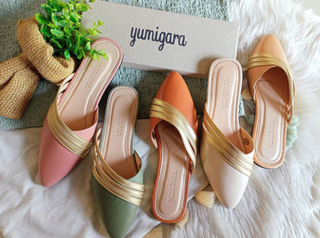 Diana Flat Mules with Gold Accent